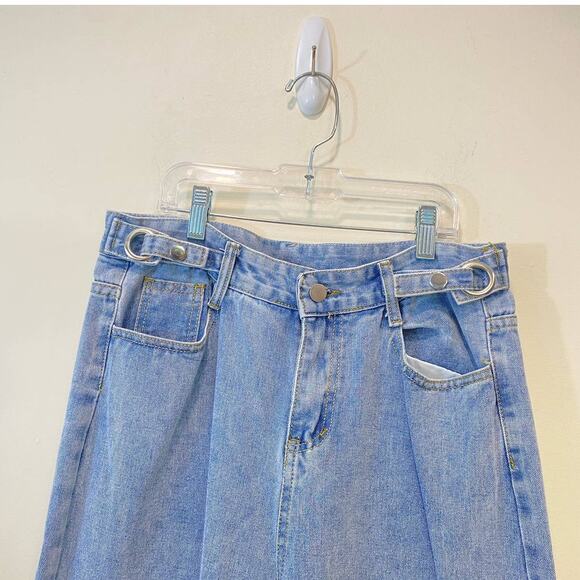 Blue Oversized Grunge High Rise Straight Leg Denim Jeans Pockets Baggy Y2K  2us - Picture 3 of 5